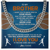 Cuban Link Chain Necklace | Personalized To My Brother Necklace From Sister Never Lose Basketball Brother Birthday Graduation Christmas Customized Gift Box Message Card | teecentury