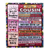 Personalized To My Cousin Blanket Believe In Yourself Awesome Pink Wood Cousin Birthday Graduation Christmas Customized Fleece Blanket Blanket | Teecentury.com