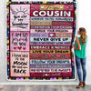 Personalized To My Cousin Blanket Believe In Yourself Awesome Pink Wood Cousin Birthday Graduation Christmas Customized Fleece Blanket Blanket | Teecentury.com