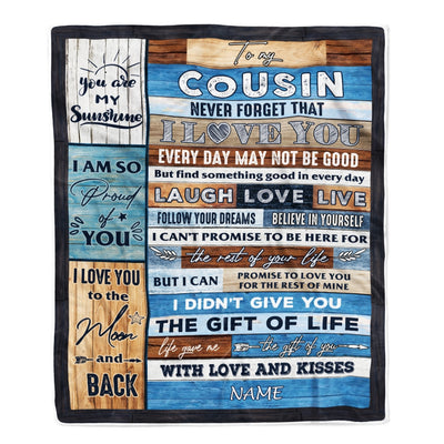 Personalized To My Cousin Blanket From Family I Love You Wood Cousin Birthday Christmas Thanksgiving Graduation Customized Fleece Blanket | teecentury