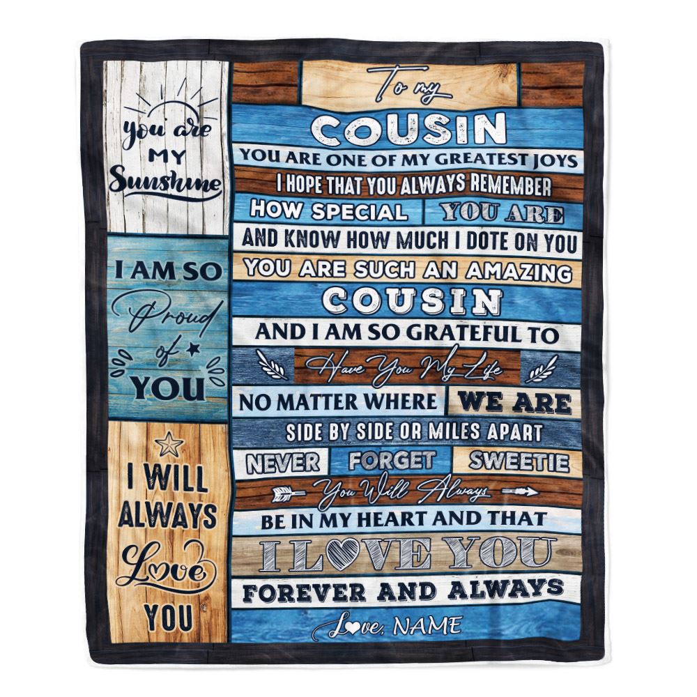 Personalized To My Cousin Blanket From Family My Greatest Joys Cousin Birthday Graduation Christmas Customized Bed Fleece Throw Blanket | teecentury