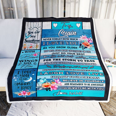 Personalized To My Cousin Blanket From Family  Never Forget How Much I Love You Butterfly Cousin Birthday Graduation Christmas Customized Fleece Blanket | teecentury
