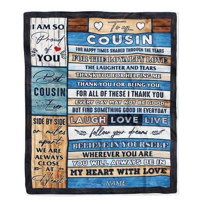 Personalized To My Cousin Blanket From Family Wood Believe In Your Self Thank You Cousin Birthday Thanksgiving Christmas Customized Bed Fleece Throw Blanket | teecentury