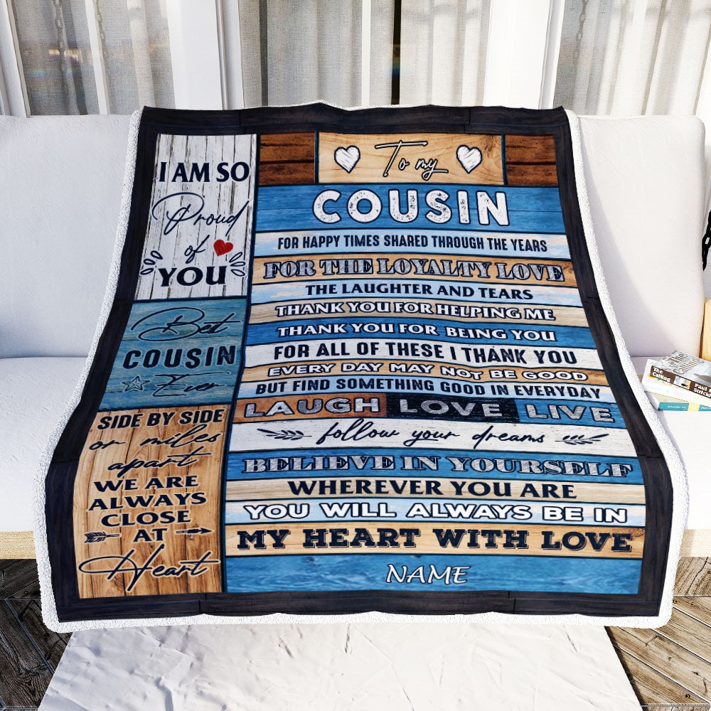 Personalized To My Cousin Blanket From Family Wood Believe In Your Self Thank You Cousin Birthday Thanksgiving Christmas Customized Bed Fleece Throw Blanket | teecentury