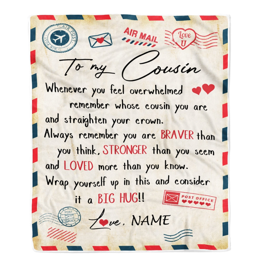 Personalized To My Cousin Blanket Mail Letter Cousin Birthday Graduation Christmas Customized Fleece Blanket Blanket | Teecentury.com