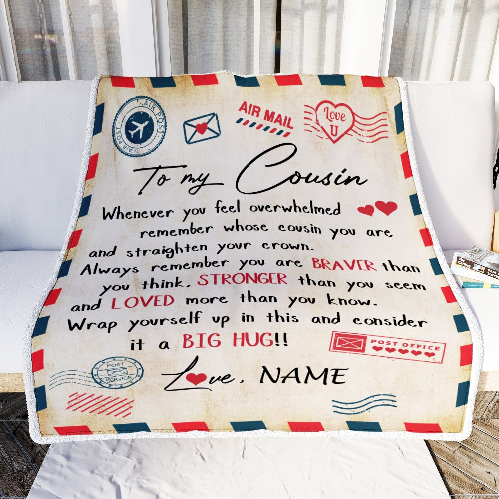 Personalized To My Cousin Blanket Mail Letter Cousin Birthday Graduation Christmas Customized Fleece Blanket Blanket | Teecentury.com