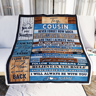 Personalized To My Cousin Blanket Proud Of You I Love You Wood Cousin Birthday Thanksgiving Christmas Customized Fleece Throw Blanket Blanket | Teecentury.com