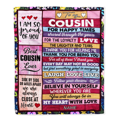 Personalized To My Cousin Blanket Wood Believe In Your Self Thank You Cousin Birthday Thanksgiving Christmas Customized Bed Fleece Throw Blanket | teecentury