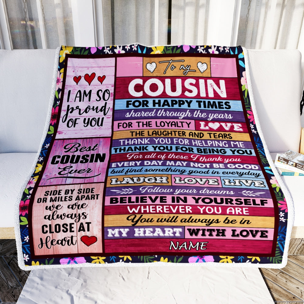 Personalized To My Cousin Blanket Wood Believe In Your Self Thank You Cousin Birthday Thanksgiving Christmas Customized Bed Fleece Throw Blanket | teecentury