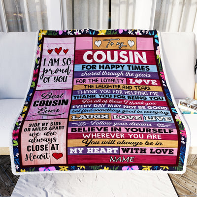 Personalized To My Cousin Blanket Wood Believe In Your Self Thank You Cousin Birthday Thanksgiving Christmas Customized Bed Fleece Throw Blanket | teecentury