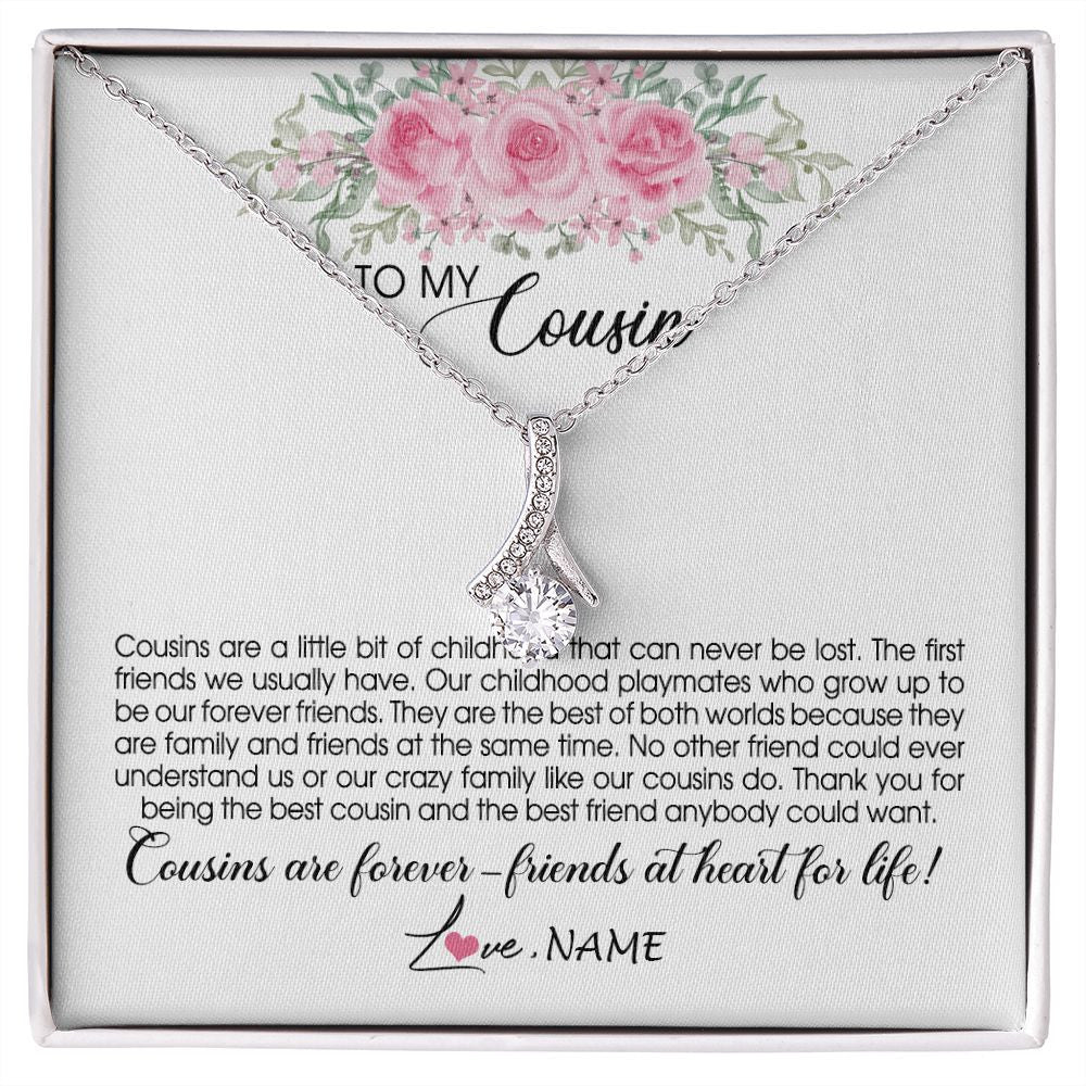 Alluring Beauty Necklace | Personalized To My Cousin Necklace Cousins Are Forever Friends At Heart For Life Jewelry Birthday Graduation Christmas Customized Gift Box Message Card | teecentury