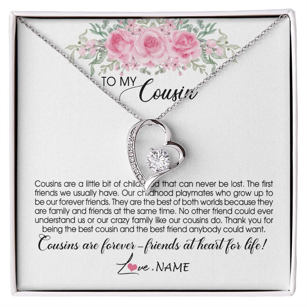 Forever Love Necklace | Personalized To My Cousin Necklace Cousins Are Forever Friends At Heart For Life Jewelry Birthday Graduation Christmas Customized Gift Box Message Card | teecentury