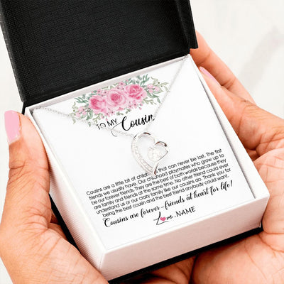 Forever Love Necklace | Personalized To My Cousin Necklace Cousins Are Forever Friends At Heart For Life Jewelry Birthday Graduation Christmas Customized Gift Box Message Card | teecentury