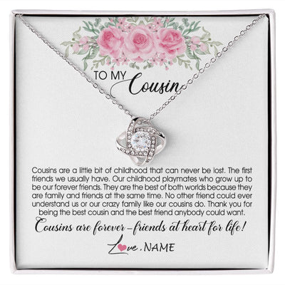 Love Knot Necklace | Personalized To My Cousin Necklace Cousins Are Forever Friends At Heart For Life Jewelry Birthday Graduation Christmas Customized Gift Box Message Card | teecentury