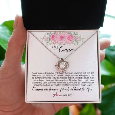 Love Knot Necklace | Personalized To My Cousin Necklace Cousins Are Forever Friends At Heart For Life Jewelry Birthday Graduation Christmas Customized Gift Box Message Card | teecentury