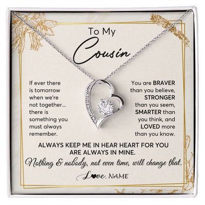 Forever Love Necklace | Personalized To My Cousin Necklace From Family Always Keep Me In Your Heart Cousin Birthday Graduation Christmas Customized Gift Box Message Card | teecentury
