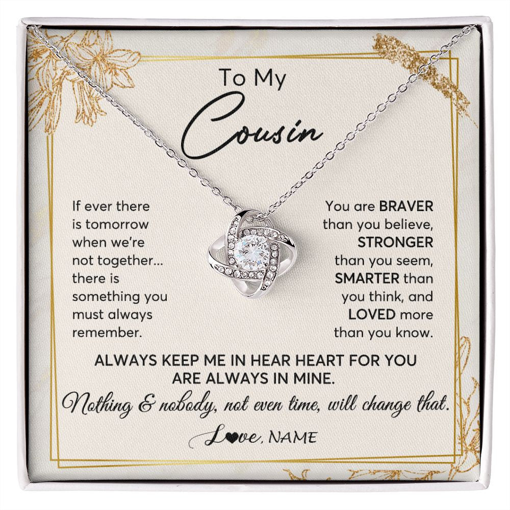 Love Knot Necklace | Personalized To My Cousin Necklace From Family Always Keep Me In Your Heart Cousin Birthday Graduation Christmas Customized Gift Box Message Card | teecentury