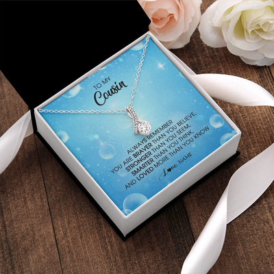Alluring Beauty Necklace | Personalized To My Cousin Necklace From Family Always Remember You Are Braver Cousin Pendant Jewelry Birthday Graduation Christmas Customized Message Card | teecentury