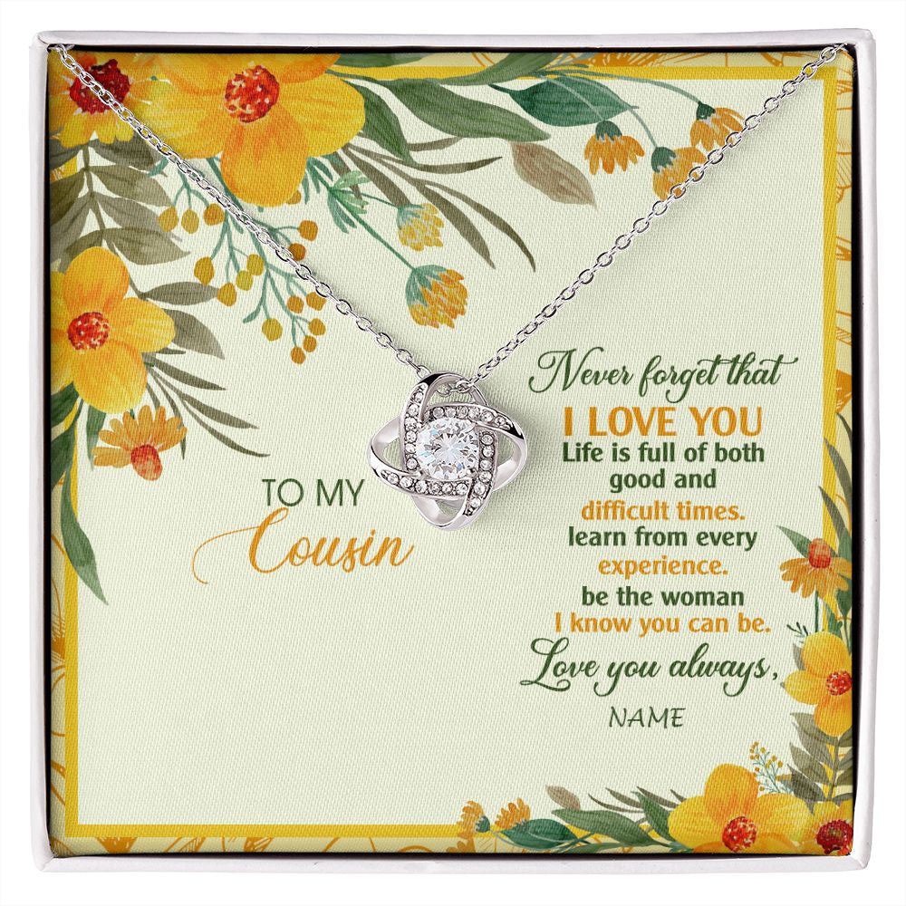 Love Knot Necklace | Personalized To My Cousin Necklace From Family Flower Never Forget That I Love You Cousin Birthday Christmas Graduation Customized Gift Box Message Card | teecentury