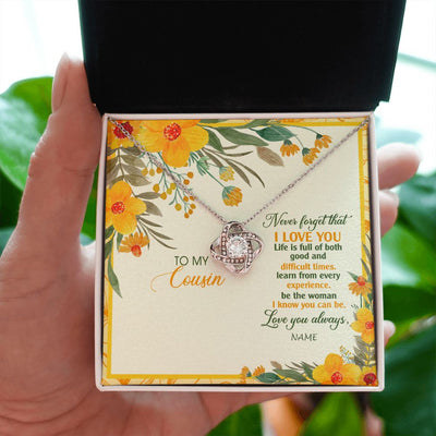 Love Knot Necklace | Personalized To My Cousin Necklace From Family Flower Never Forget That I Love You Cousin Birthday Christmas Graduation Customized Gift Box Message Card | teecentury
