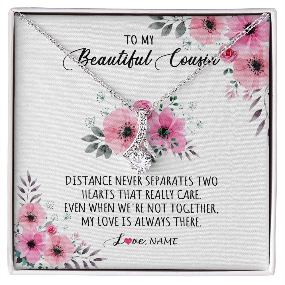 Alluring Beauty Necklace | Personalized To My Cousin Necklace From Family My Love Is Always There Cousin Jewelry Birthday Graduation Christmas Customized Gift Box Message Card | teecentury