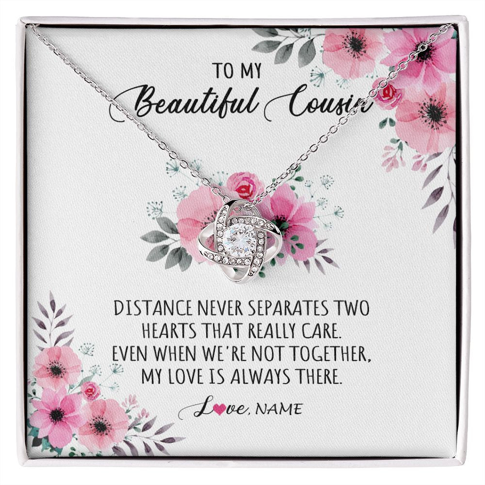 Love Knot Necklace | Personalized To My Cousin Necklace From Family My Love Is Always There Cousin Jewelry Birthday Graduation Christmas Customized Gift Box Message Card | teecentury