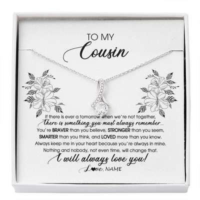 Alluring Beauty Necklace | Personalized To My Cousin Necklace From Family Not Even Time Floral Niece Birthday Graduation Christmas Customized Message Card | teecentury