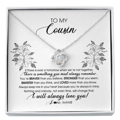 Love Knot Necklace | Personalized To My Cousin Necklace From Family Not Even Time Floral Niece Birthday Graduation Christmas Customized Message Card | teecentury