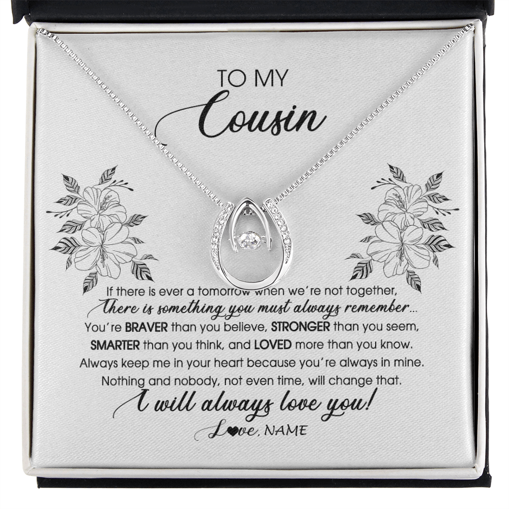 Lucky In Love Necklace | Personalized To My Cousin Necklace From Family Not Even Time Floral Niece Birthday Graduation Christmas Customized Message Card | teecentury