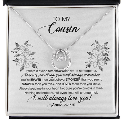 Lucky In Love Necklace | Personalized To My Cousin Necklace From Family Not Even Time Floral Niece Birthday Graduation Christmas Customized Message Card | teecentury