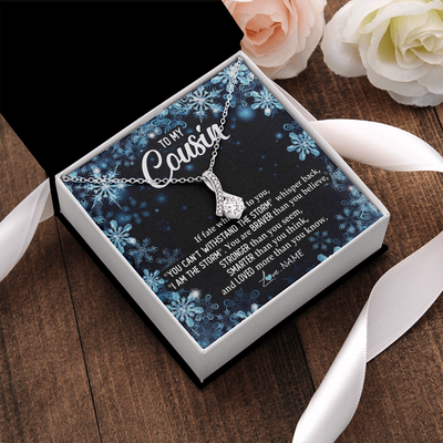 Alluring Beauty Necklace | Personalized To My Cousin Necklace From Family Whisper Back I Am The Storm Cousin Pendant Jewelry Birthday Graduation Christmas Customized Message Card | teecentury