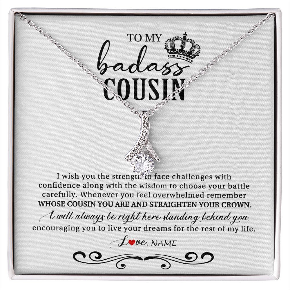 Alluring Beauty Necklace | Personalized To My Cousin Necklace From Family Wish You The Strength Cousin Birthday Christmas Graduation Jewelry Customized Gift Box Message Card | teecentury