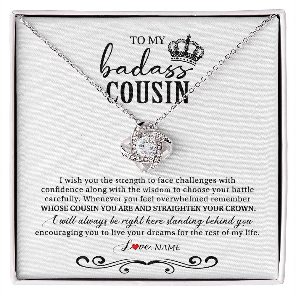 Love Knot Necklace | Personalized To My Cousin Necklace From Family Wish You The Strength Cousin Birthday Christmas Graduation Jewelry Customized Gift Box Message Card | teecentury
