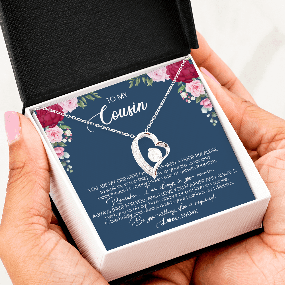 Forever Love Necklace | Personalized To My Cousin Necklace From Family You Are My Greatest Gift Cousin Birthday Christmas Customized Jewelry Gift Box Message Card | teecentury