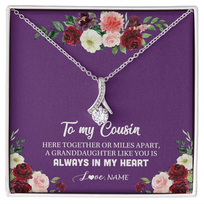 Alluring Beauty Necklace | Personalized To My Cousin Necklace From Family You Is Always In My Heart Cousin Jewelry Birthday Christmas Graduation Customized Gift Box Message Card | teecentury