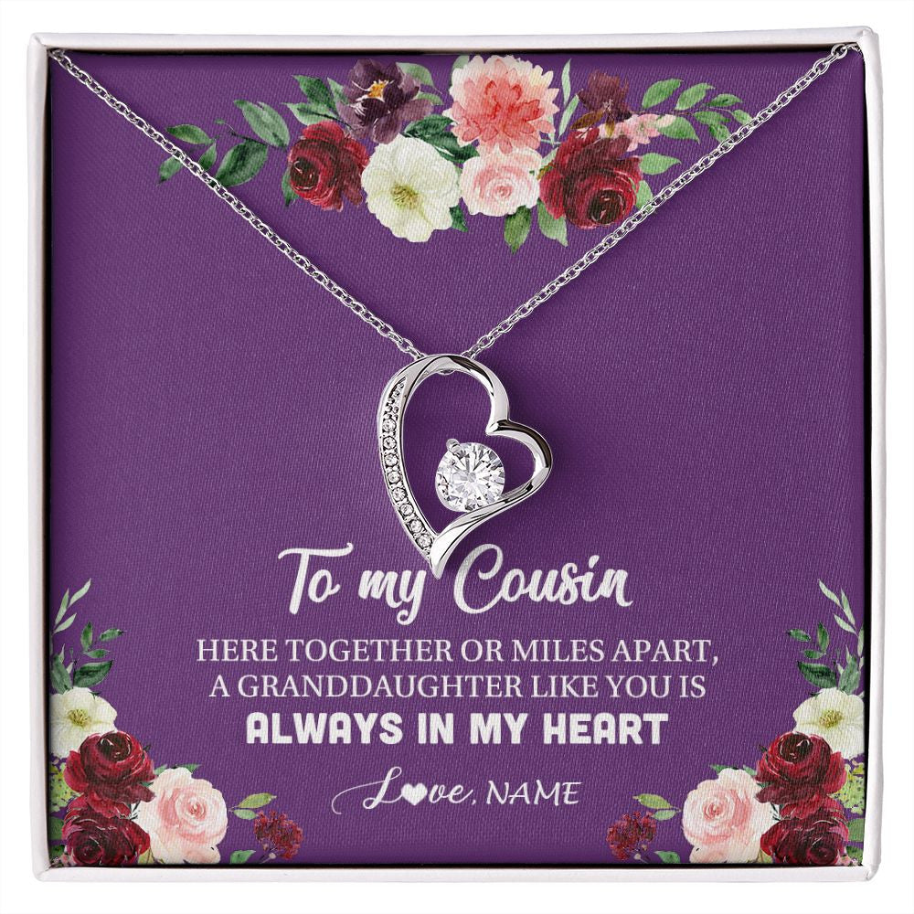 Forever Love Necklace | Personalized To My Cousin Necklace From Family You Is Always In My Heart Cousin Jewelry Birthday Christmas Graduation Customized Gift Box Message Card | teecentury