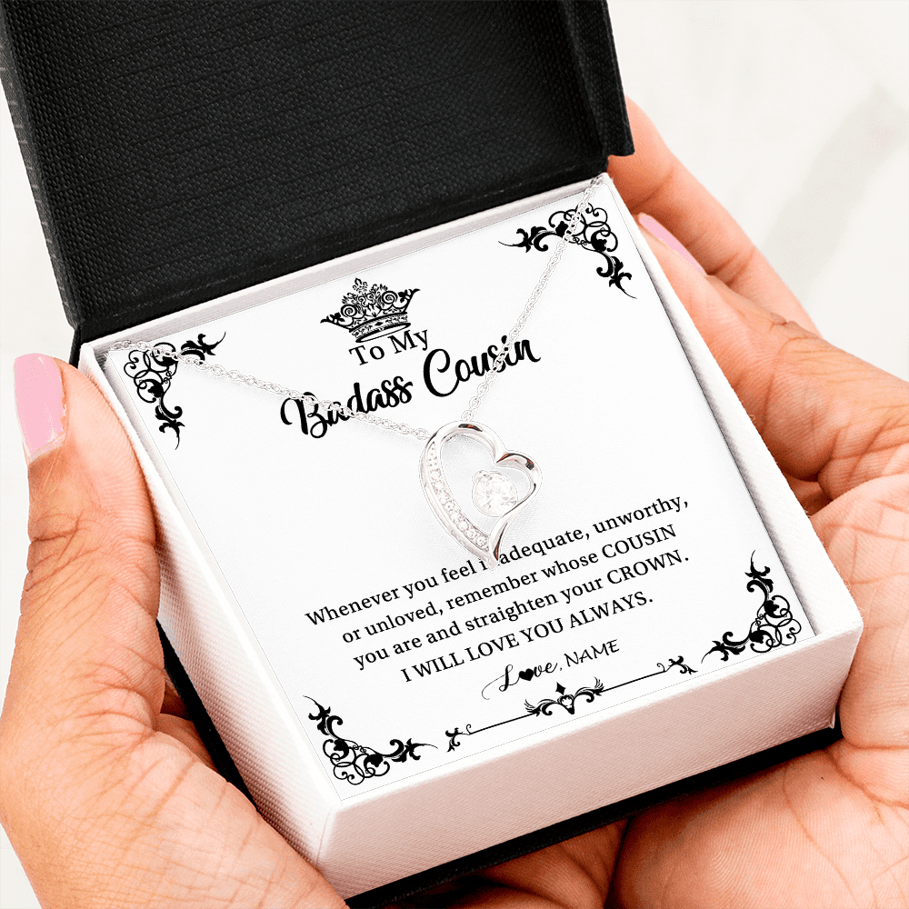 Forever Love Necklace | Personalized To My Cousin Necklace I Will Love You Always Cousin Pendant Jewelry Birthday Graduation Christmas Customized Message Card | teecentury