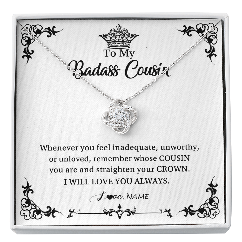 Love Knot Necklace | Personalized To My Cousin Necklace I Will Love You Always Cousin Pendant Jewelry Birthday Graduation Christmas Customized Message Card | teecentury