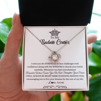 Love Knot Necklace | Personalized To My Cousin Necklace Straighten Your Crown Cousin Pendant Jewelry Birthday Graduation Christmas CCustomized Gift Box Message Card | teecentury