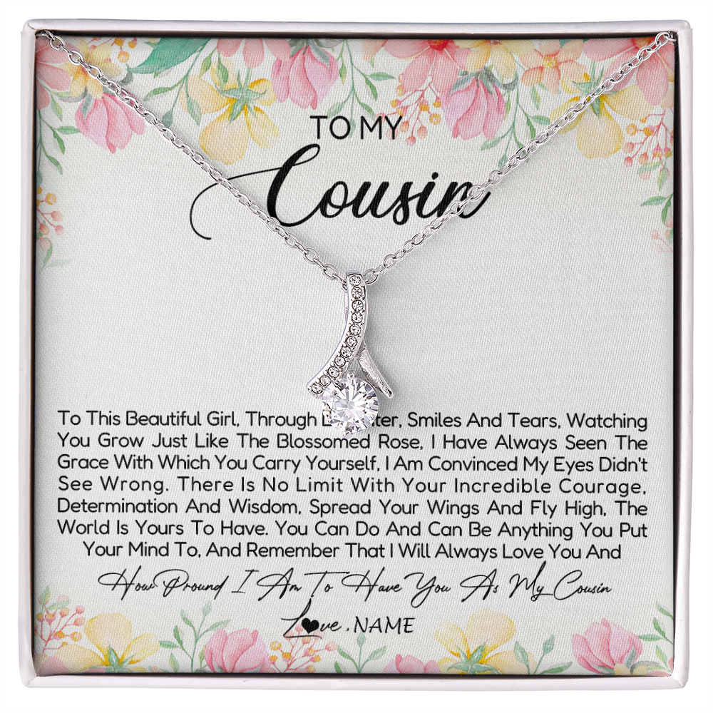 Alluring Beauty Necklace | Personalized To My Cousin Necklace To This Beautiful Girl Cousin Pendant Jewelry Birthday Graduation Christmas CCustomized Gift Box Message Card | teecentury