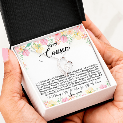 Forever Love Necklace | Personalized To My Cousin Necklace To This Beautiful Girl Cousin Pendant Jewelry Birthday Graduation Christmas CCustomized Gift Box Message Card | teecentury
