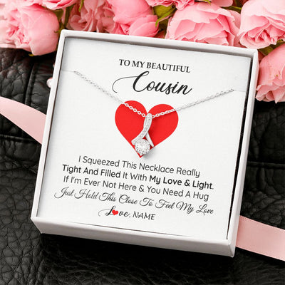 Alluring Beauty Necklace | Personalized To My Cousin Necklace from Family I Squeezed This Necklace Cousin Birthday Graduation Christmas Customized Gift Box Message Card | teecentury