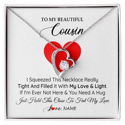 Forever Love Necklace | Personalized To My Cousin Necklace from Family I Squeezed This Necklace Cousin Birthday Graduation Christmas Customized Gift Box Message Card | teecentury