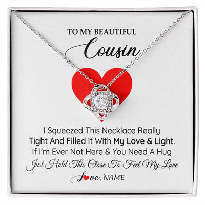 Love Knot Necklace | Personalized To My Cousin Necklace from Family I Squeezed This Necklace Cousin Birthday Graduation Christmas Customized Gift Box Message Card | teecentury