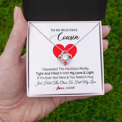 Love Knot Necklace | Personalized To My Cousin Necklace from Family I Squeezed This Necklace Cousin Birthday Graduation Christmas Customized Gift Box Message Card | teecentury