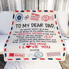 Personalized To My Dad Blanket From Daughter Son Letter Air Mail Best Dad Hug Birthday Fathers Day Thanksgiving Christmas Customized Fleece Throw Blanket | teecentury
