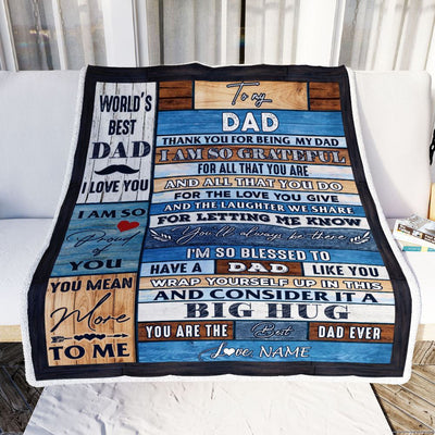 Personalized To My Dad Blanket From Daughter Son Wood Thank You For Being My Dad Fathers Day Birthday Christmas Customized Bed Fleece Throw Blanket | teecentury