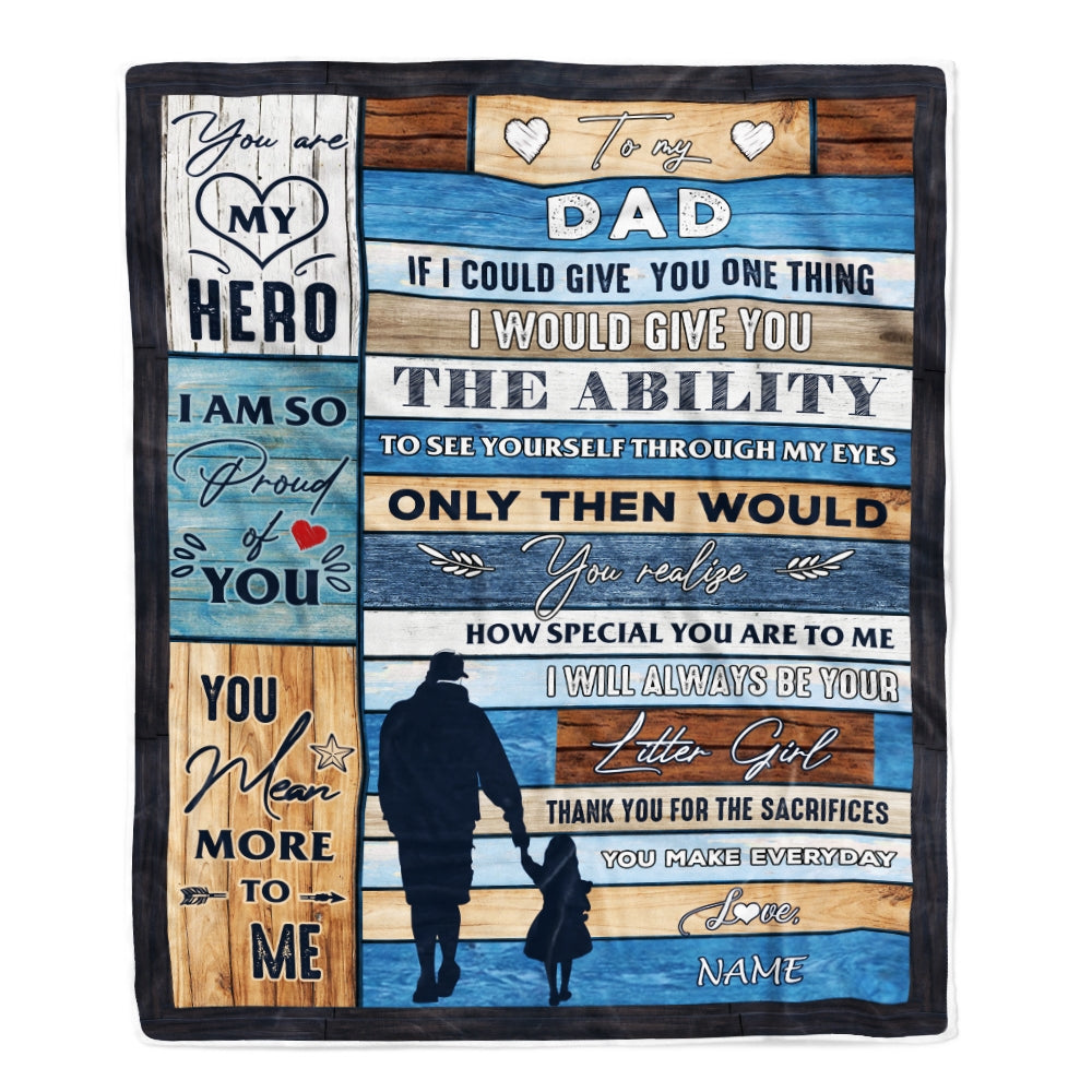 Personalized To My Dad Blanket From Daughter Wood I Am So Proud Of You Dad Birthday Fathers Day Thanksgiving Christmas Customized Bed Fleece Throw Blanket | teecentury