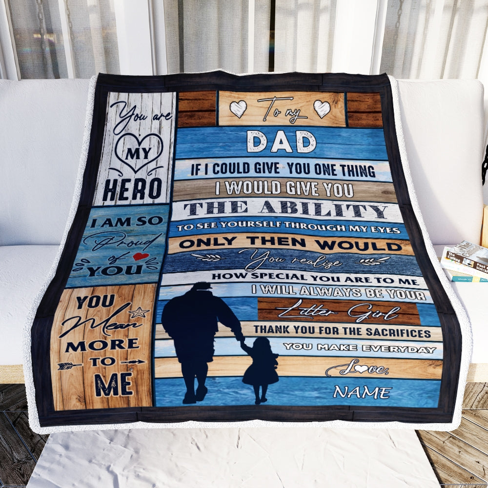 Personalized To My Dad Blanket From Daughter Wood I Am So Proud Of You Dad Birthday Fathers Day Thanksgiving Christmas Customized Bed Fleece Throw Blanket | teecentury