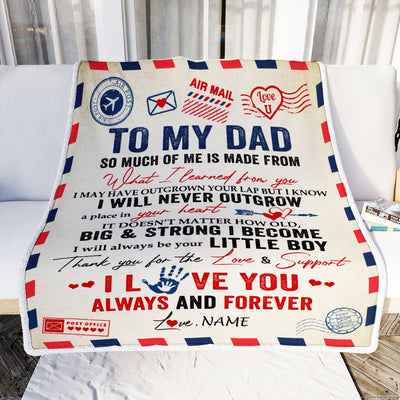 Personalized To My Dad Blanket From Son Air Mail Letter Mail I Love You Always Forever Dad Father's Day Birthday Christmas Customized Fleece Blanket Blanket | Teecentury.com